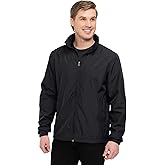AFC Men’s Lightweight Windbreaker With Hood Water Resistant Lg to 6x Big & Tall (US, Alpha, 3X-Large, Regular, Tall, Black)