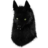 COSYEARS Furry Head Mask Animal Wolf Dog Plush Faux Fur Masks for Halloween Masquerade Cosplay Costume Props