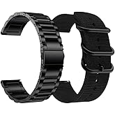 YEEJOK Vivoactive 6/5/3 Watch Bands Replacement, 20mm Nylon Watch Strap+ Metal Watch Band Compatible for Garmin Venu/Garmin Vivoactive 3 Music/Forerunner 645/245 Smartwatch