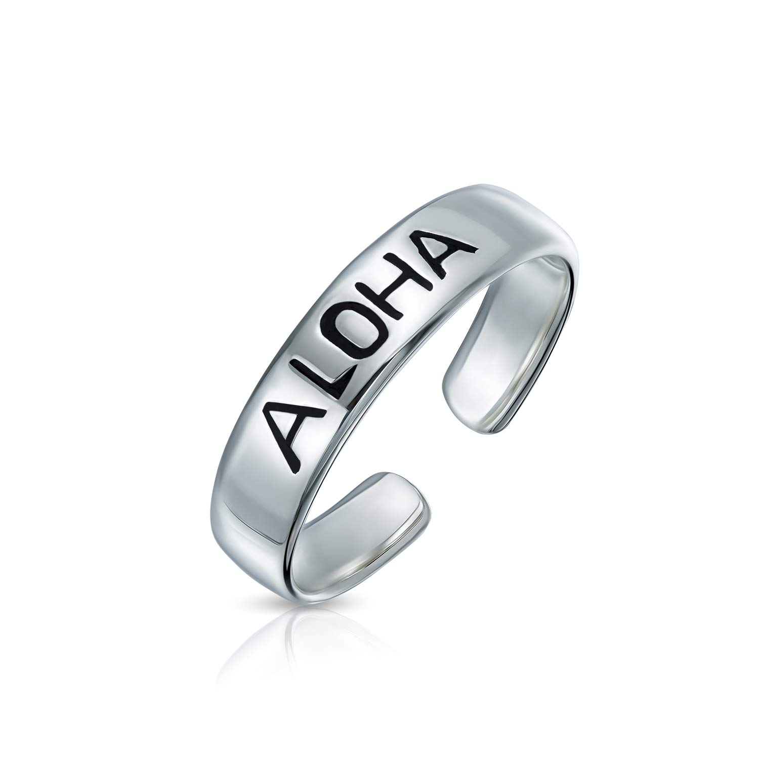 Personalized Nautical Aloha Tropical Vacation Hawaiian Beach Thin Midi Band Toe Ring For Women Teens .925 Silver Sterling Adjustable