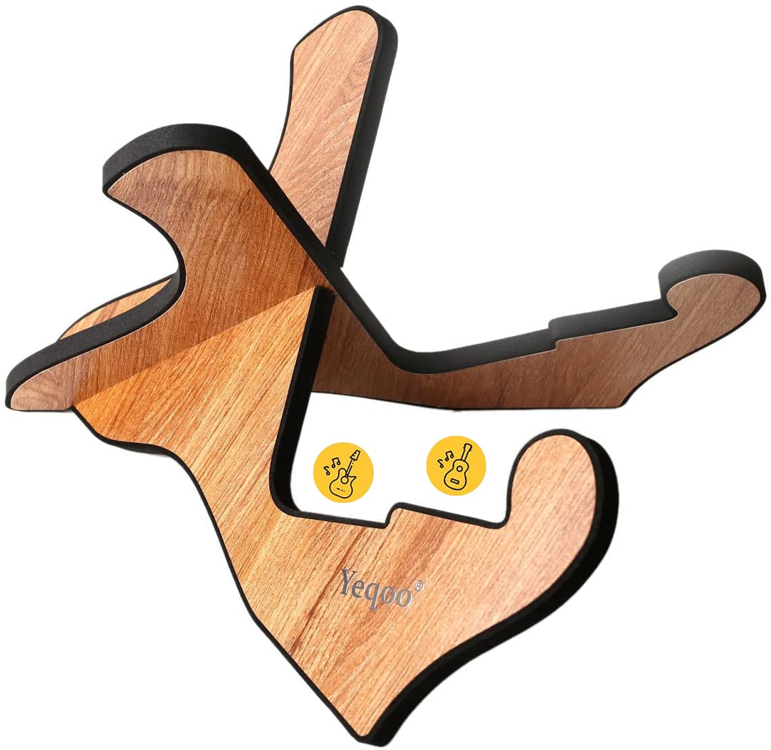 Yeqoo(R) Classic Acoustic Guitar/Ukulele/Kalimba Wooden Stand holder (2021 New for Guitar, Natural)