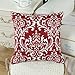 Pack of 2 CaliTime Cushion Covers Throw Pillow Cases Shells, Vintage Damask Floral, 18 X 18 Inches, Burgundy
