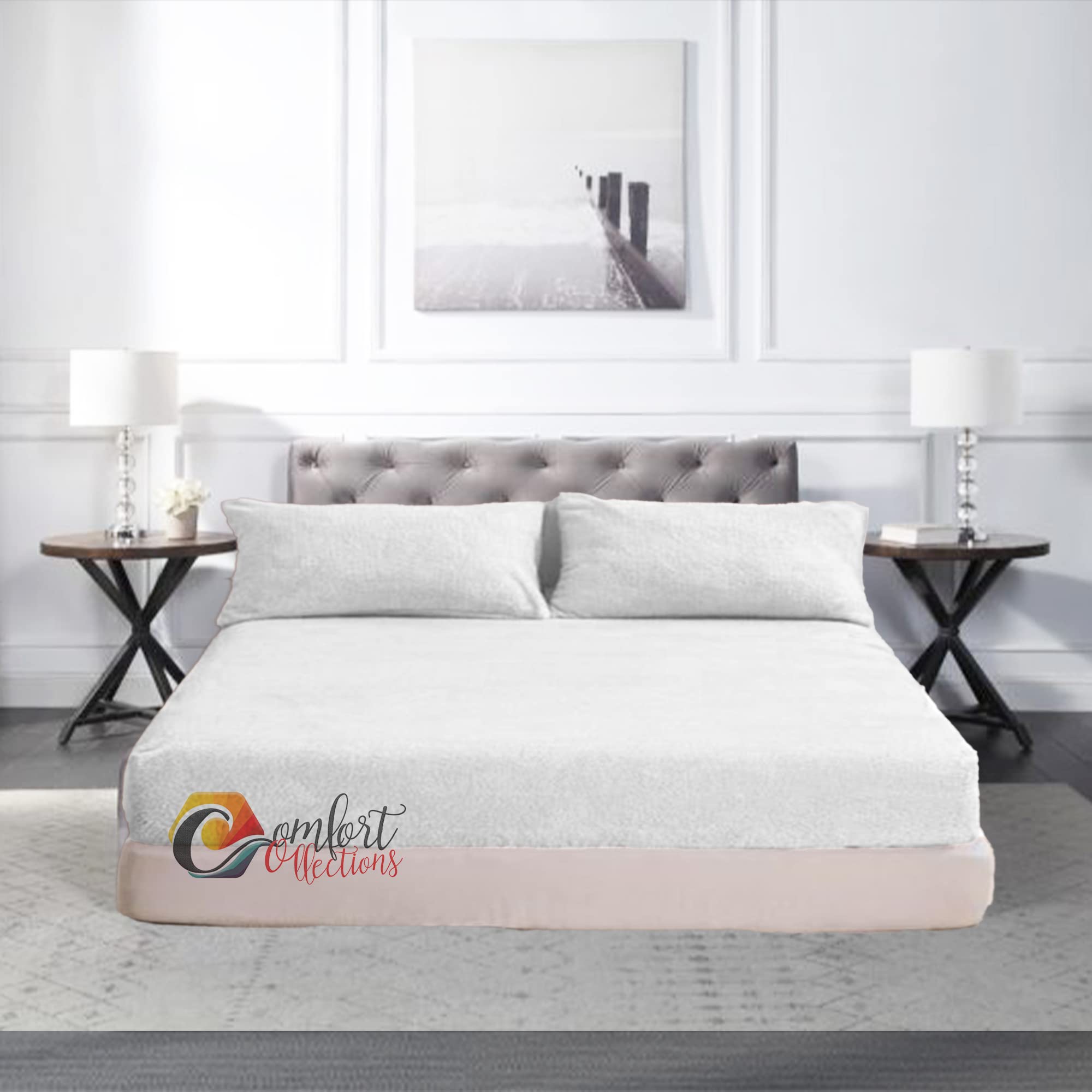 Extra Deep Fitted 30cm Teddy Fleece Fitted Bed Sheet Plain Thermal Warm and Cosy Soft Luxury Bedding White Fitted Bed Sheet Single 90cm x 190cm + 30cm Approximate — image 1