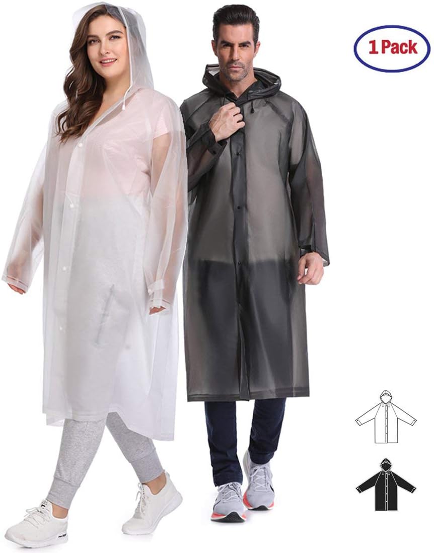 Thicken Rain Poncho,EVA Raincoat With Hoods and Sleeves,No Chemical Smell.
