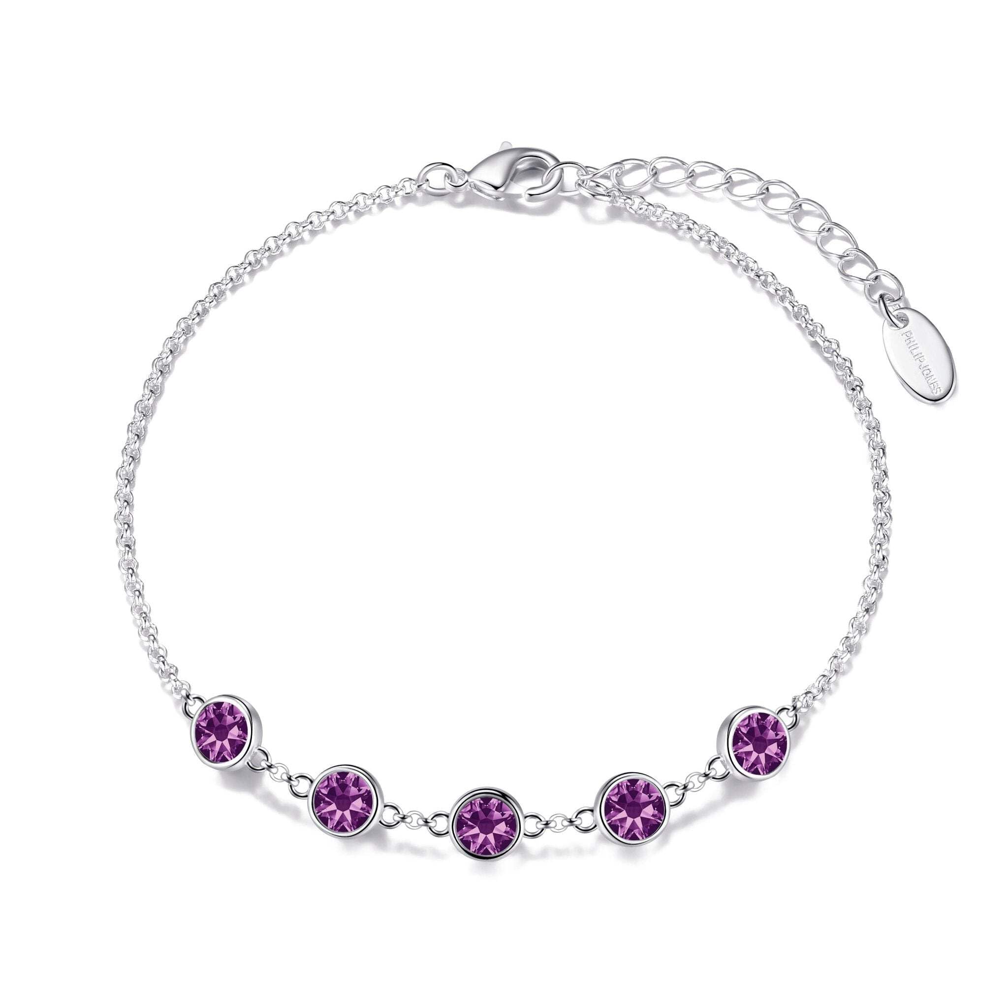 Philip Jones Purple Crystal Chain Bracelet Created with Zircondia® Crystals