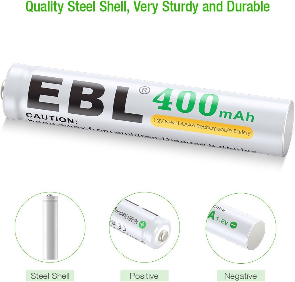 EBL AAAA Batteries, 1.2V 400mAh Ni-MH AAAA Rechargeable Batteries for Surface Pen, 4-Pack: Health & Personal Care