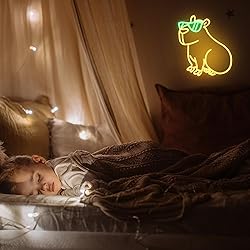 Cool Capybara Neon Sign Cute Animal with Glasses