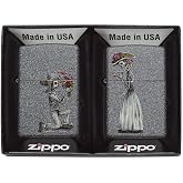 Zippo Skeleton Flowers Iron Stone Gift Set Pocket Lighters, One Size (ZO28987)