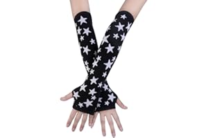 JISEN Women Punk Winter Arm Warmer Knitted Stretchy Soft Fingerless Gloves