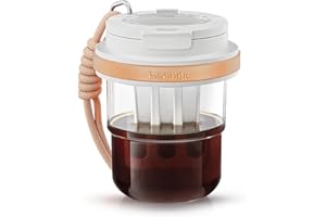 MHW-3BOMBER Cold Brew Coffee Maker Crossbody Portable 18oz - Iced Coffee Mug Tea Brewer Pitcher with Filter - Travel Coffee Tumbler for Gifts Car Office Gym, Pink M5770P-OS