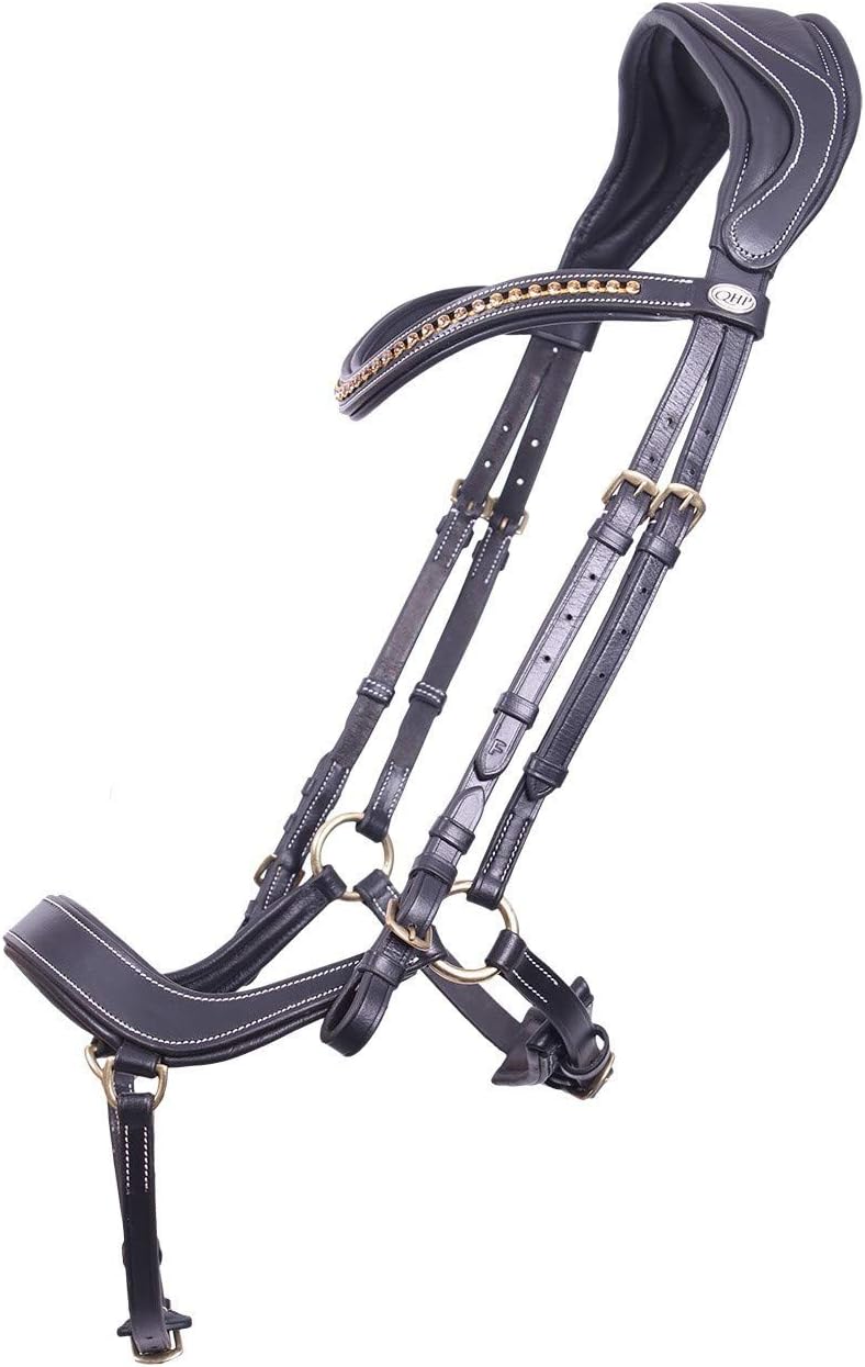 Equipride QHP BRIDLE DEVI ANATOMICAL CROWN PIECE BLACK AND BROWN (Full, Black)