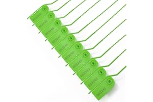 SRR 1000 Pull Tite Signage Security Plastic Beaded Seals Tamper Proof Numbered Locks Breakable Adjustable Length Tags for Clothes, Shoes and Bags 210mm Green