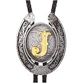 HUABOLA CALYN Vintage Bolo Tie for Men- Initial Letter ABCDMJR to Z Western Cowboy Bolo Tie for Women