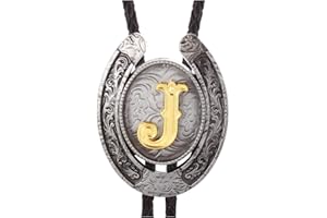 HUABOLA CALYN Vintage Bolo Tie for Men- Initial Letter ABCDMJR to Z Western Cowboy Bolo Tie for Women