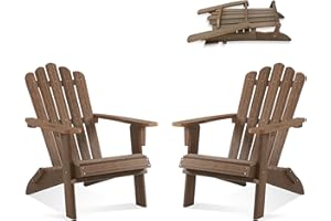 ACUEL Folding Adirondack Chair, HDPE Adirondack Chairs Set of 2, All-Weather Resistant Lawn Chairs,Patio Firepit Chairs for Garden- 15min Assembly 350 Lbs