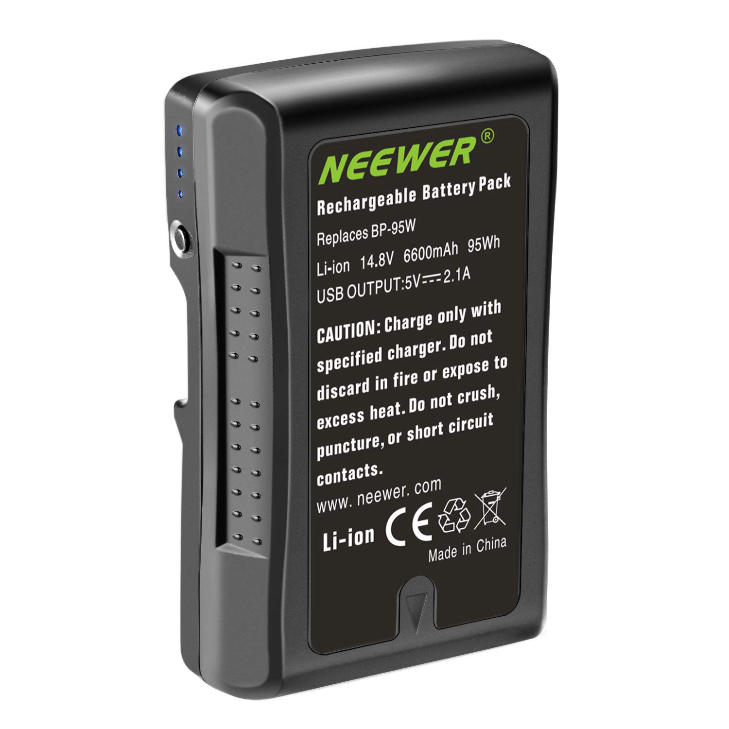 Neewer V-Mount/V-Lock Battery, 95Wh 14.8V 6600mAh Rechargeable Li-ion Battery for Video Camcorder, Compatible with Sony HDCAM, XDCAM Digital Cinema Cameras and Other Camcorders
