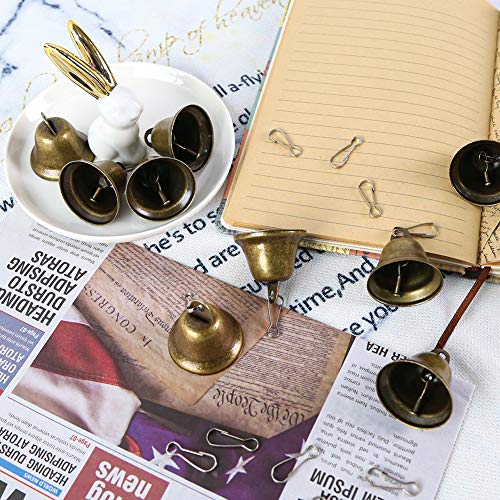 BigOtters Craft Bells, 16PCS Bronze Jingle Bells Vintage Bells with Spring Hooks Hanging for Wind Chimes Making Dog Potty Training Doorbell Christmas Halloween Thanksgiving Day Wedding Decor