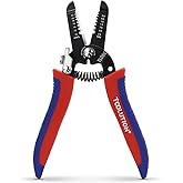 TOOLUTION Small Wire Strippers Tool Electrical with Wire Cutter 10-22 AWG | Low Voltage, Professional, Micro Stripping, Small Gauge Speaker Wires, Electrician, Safty Lock, Spring Loaded, Serrated Jaw