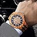 BEWELL W116C Wooden Watch Mens with Date Day Display, Retro Wood Watches with Luminous Hands, Lightweight Wooden Wristwatch