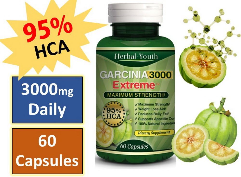3000mg Daily Garcinia CAMBOGIA Capsules HCA 95% THERMOGENIC Weight Loss Diet