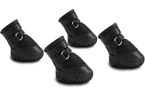 Petanims Dog Shoes for Small Dogs, Double Binding Straps Puppy Boots & Paw Protectors for Summer Hot Pavement, Winter Snow Dog Booties with Anti-Slip Rubber Soles for Beach Hardwood Floor Black Size 1