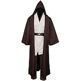 SOLOTIMES Adult Jedi Costume Cloak Outfit Men Knight Tunic Hooded Robe Full Set Suit Halloween Cosplay Cape Pants Uniform