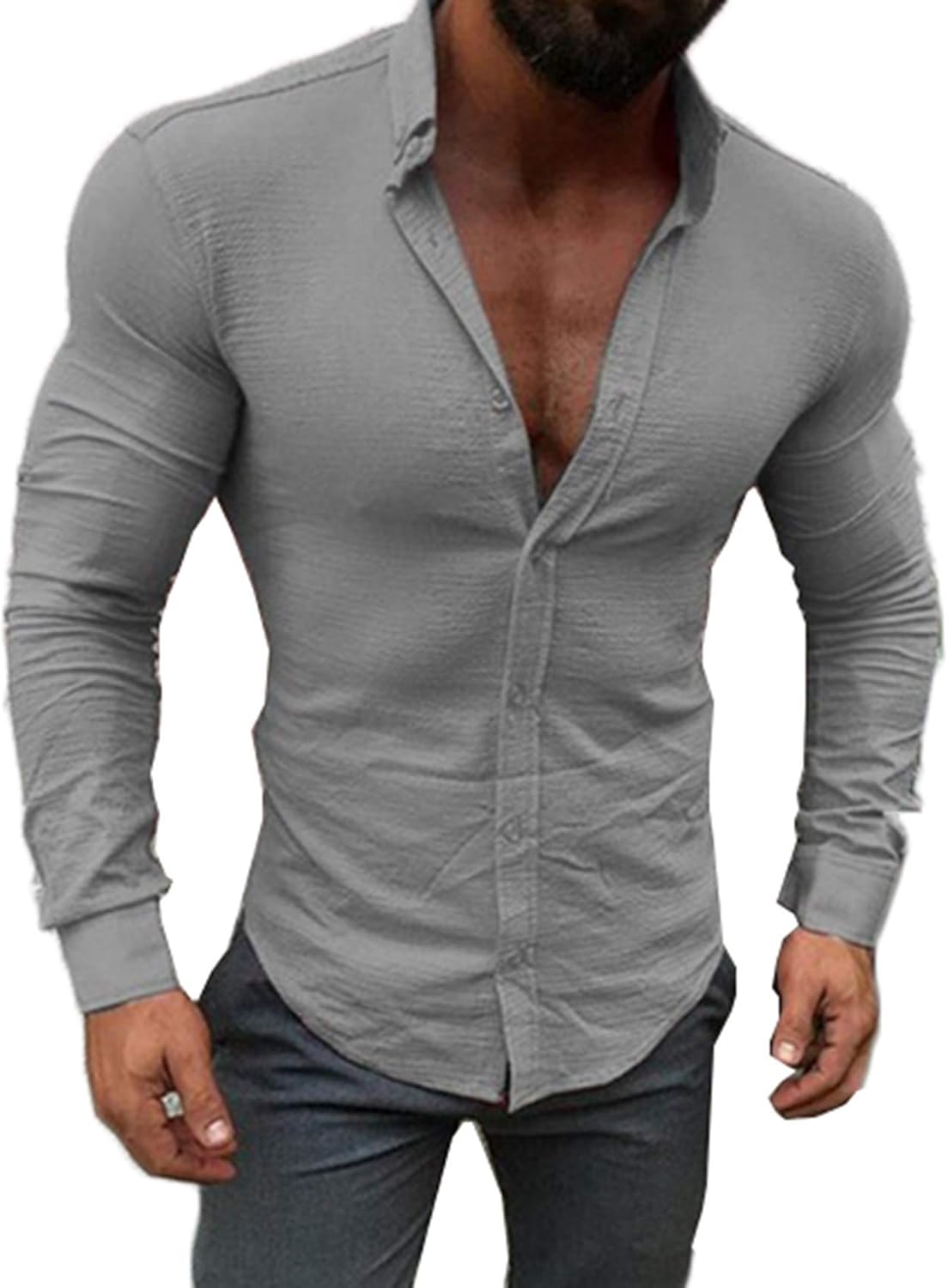 mens muscle fit button down shirts