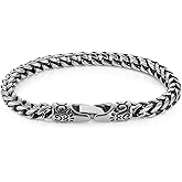 HZMAN 8.5In Cuban Link Chain Bracelet for Men Stainless Steel Vintage Heavy Metal Punk Bracelet