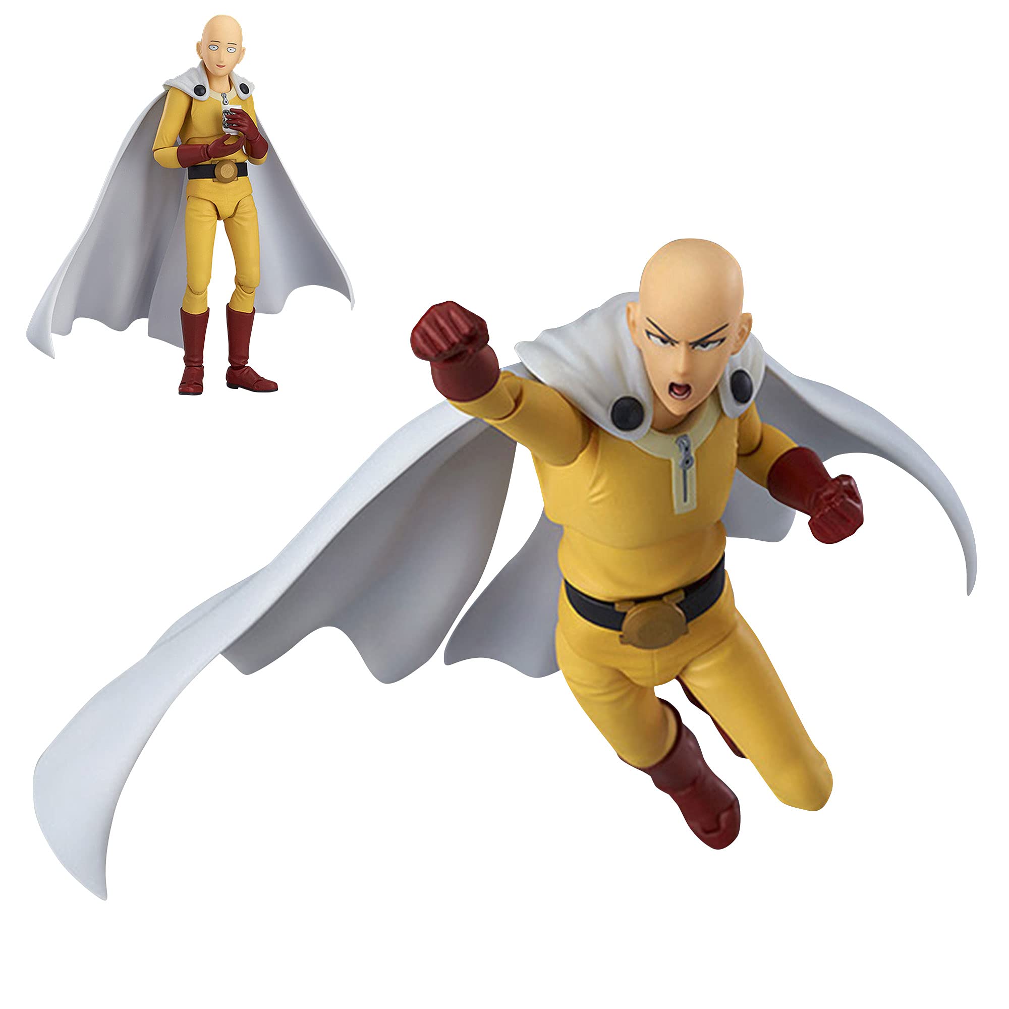 Xinchangda Anime One Punch Man Saitama Action Figure Cartoon Character Change Face Figure PVC Model Statue Desktop Decorations Colllectible Gift