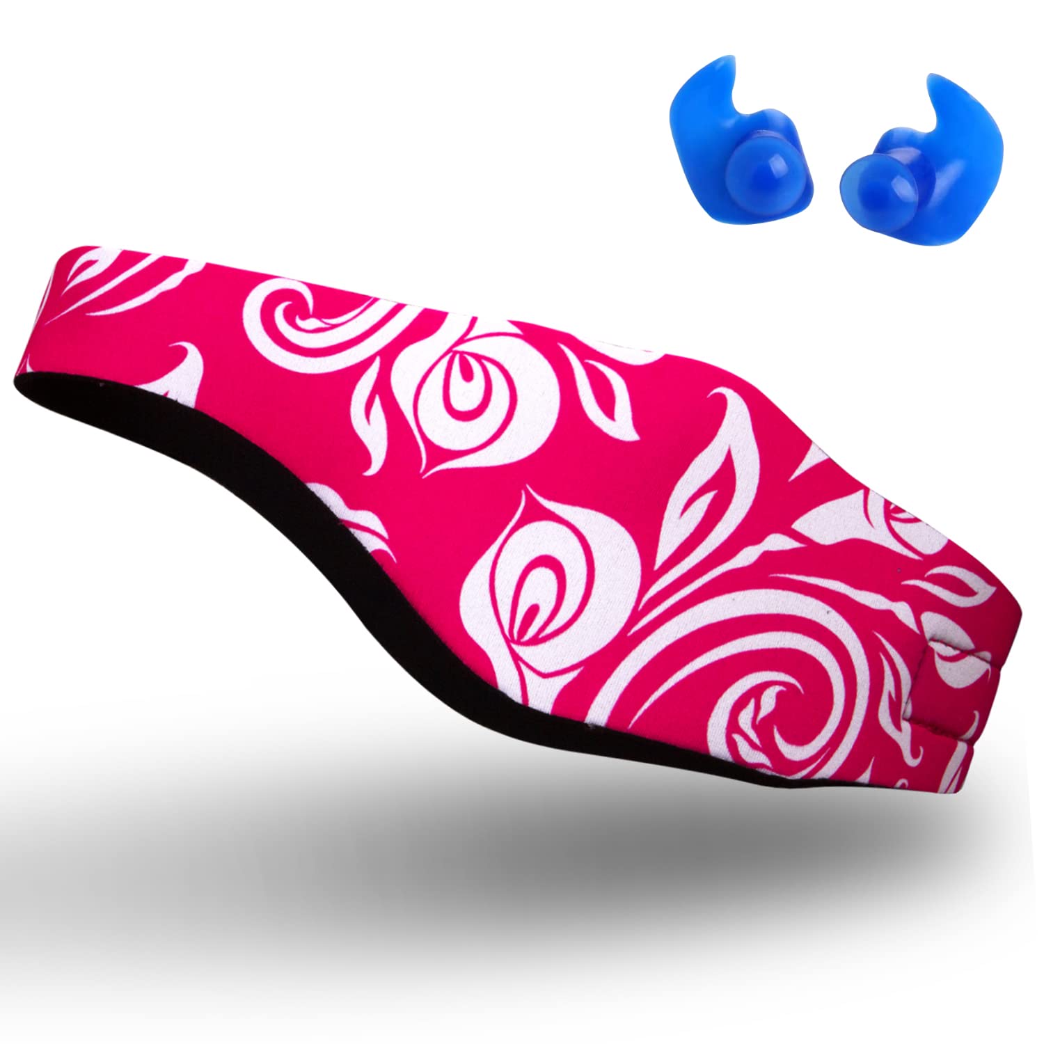 Qshare Swimming Headband – Best Design Ear Band to Protect Swimmer's Ears, Doctor Recommended to Keep Water Out and Earplugs in, 2 Sizes for Toddlers & Adults (Pink, M:4-9 yrs)
