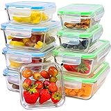 Glass Food Storage Containers [9-Piece] - Leakproof Glass Meal Prep Containers with Locking Lids for Pantry Organization and Storage - Microwave, Freezer &amp; Dishwasher Lunch Containers!