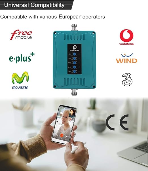 Proutone Amplificador de Señal 4G gsm Repetidor Vodafone Orange Movistar Yoigo Impulse los Datos y la Voz Amplificador de Cobertura Móvil Band ...