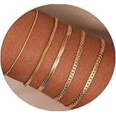 JECOMY Gold Bracelets for Women Gold Chain Bracelet Sets for Women 14K Gold Plated Dainty Link Paperclip Bracelets Cuba Stackable