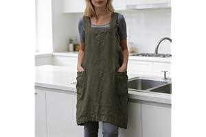1 Piece Women's Fashionable Casual Apron with Pockets, Handmade Bib Dress, Suitable for Kitchen Baking, Gardening, Painting