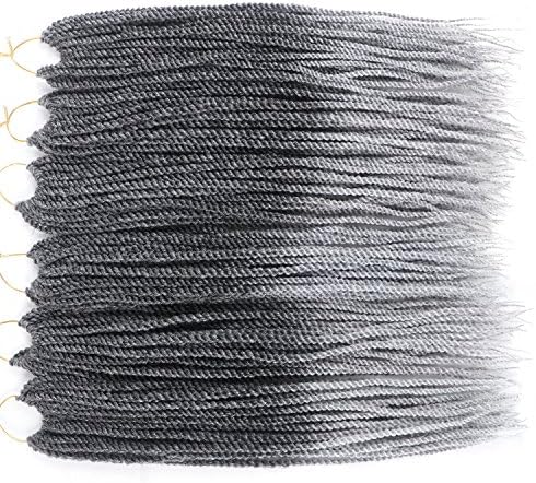 18inch 80g 30strands 6packs per lot senegalese twist hair ombre grey burgundy purple blue crochet braiding hair extensions (1B/Grey)