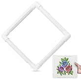 Plastic Cross Stitch Frame, Square Snap Embroidery Hoop for Quilting | White Needlework Holder Clips Over Fabric or Canvas for Hand Embroidery, Cross Stitching, and Sewing - Sized 11 x 11 Inches