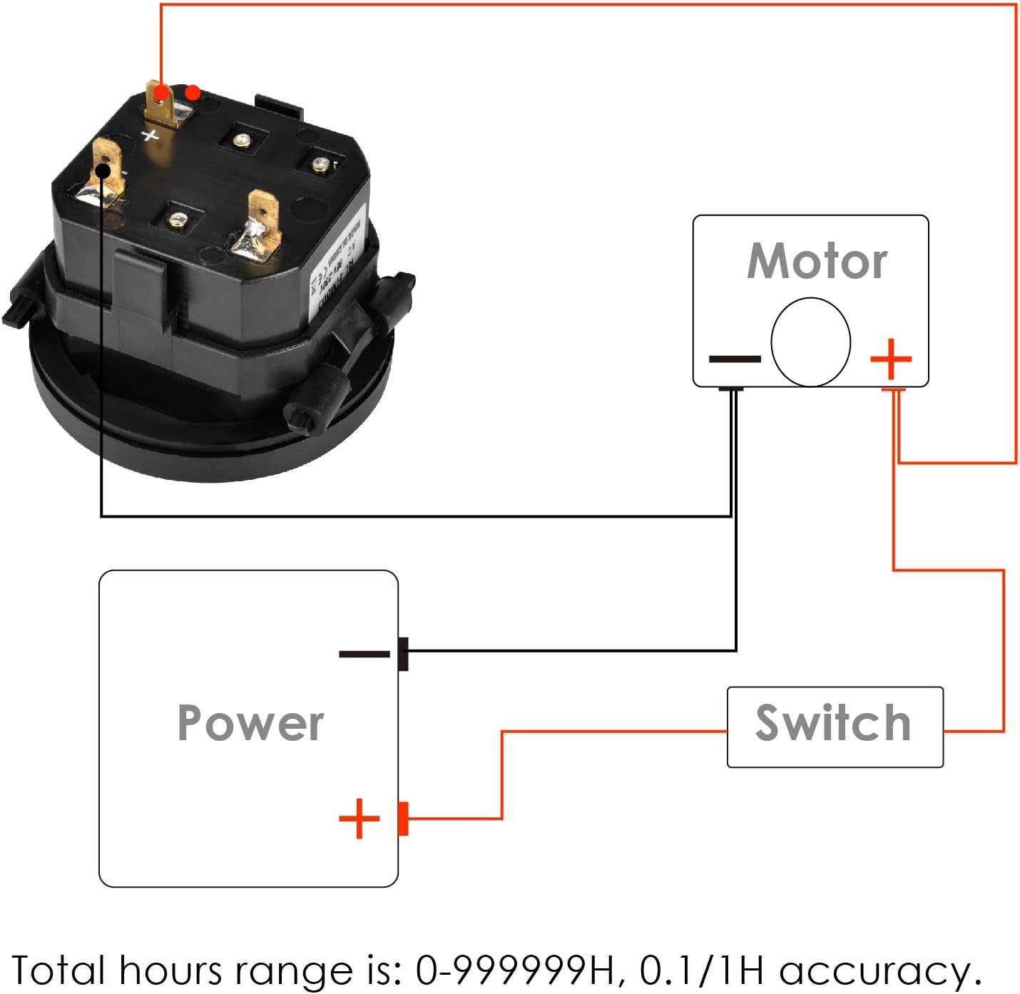 NInE-ROnG JR-HM005AC Hour Meter AC 86-230V Round LCD Hour Meter Quartz Hourmeter for Fork Cart Boat Tractor Generator Engine Mower - Image 5