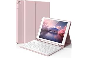 SZPSGC Case for iPad 9th 8th 7th Generation with Keyboard 10.2 Inch, Detachable Wireless Folio Keyboard Cover with Pencil Hol