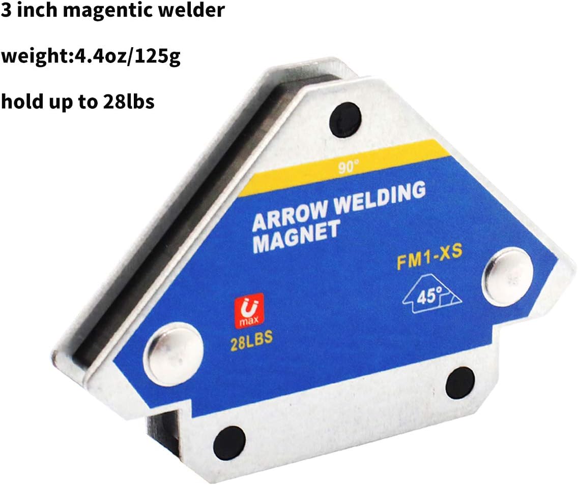 4 Pcs 3" 28 lbs Welding Magnets Strength Strong Welding Magnetic Clamps Arrow Holder Metal Working Mig Tools and Equipment 45, 90, 135 Degree Angle Magnet - - 