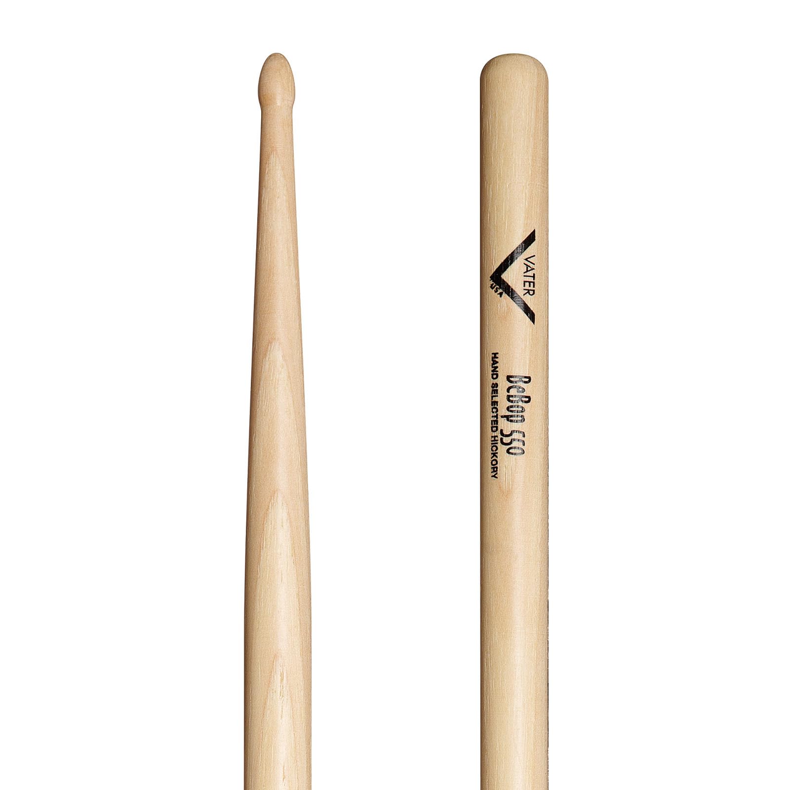 Vater Drumsticks VHBB550-550 BeBop Series - Hickory - Tear Drop Wood TIp