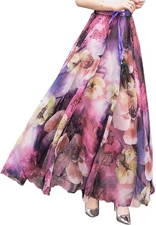 purple chiffon maxi skirt