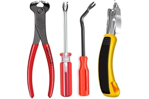 Alimtee 4Pcs Upholstery Staple Remover Tools Set Including End Cutting Pliers Staple Puller Tack Lifter Carpet Remover Fastener Remover for Furniture Floor Wall Car Photo Frame