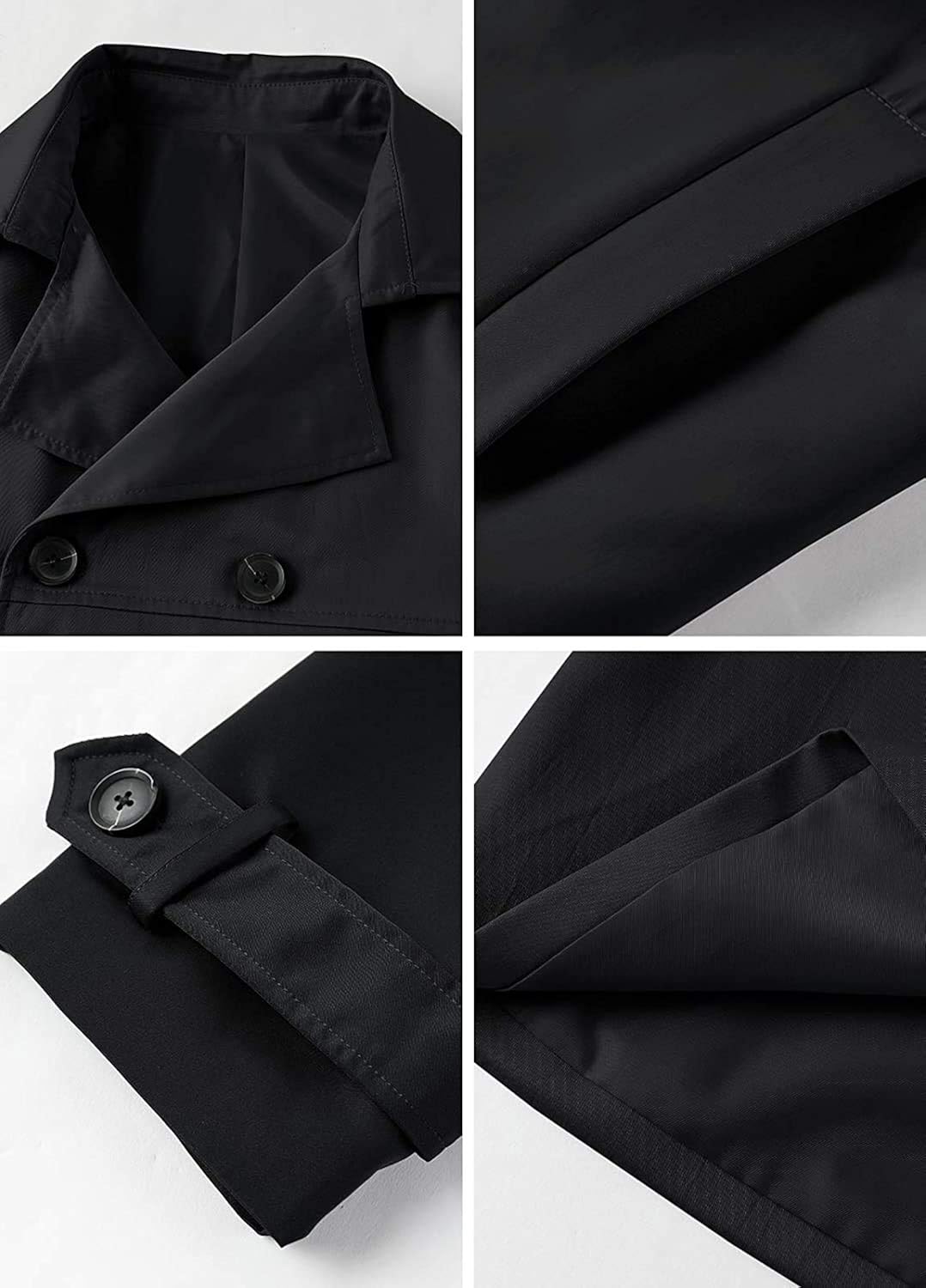 Men's Trench Coat Slim fit Long Lapel Double Breasted Belted Windbreaker Jacket Windproof Button Overcoat at  Men’s Clothing store