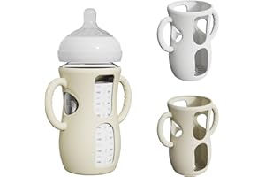 2 Pack Silicone Sleeves for Avent Natural Glass Bottles, Anti Breakage Bottle Protector with Easy-Grip Handle, Compatible Phi