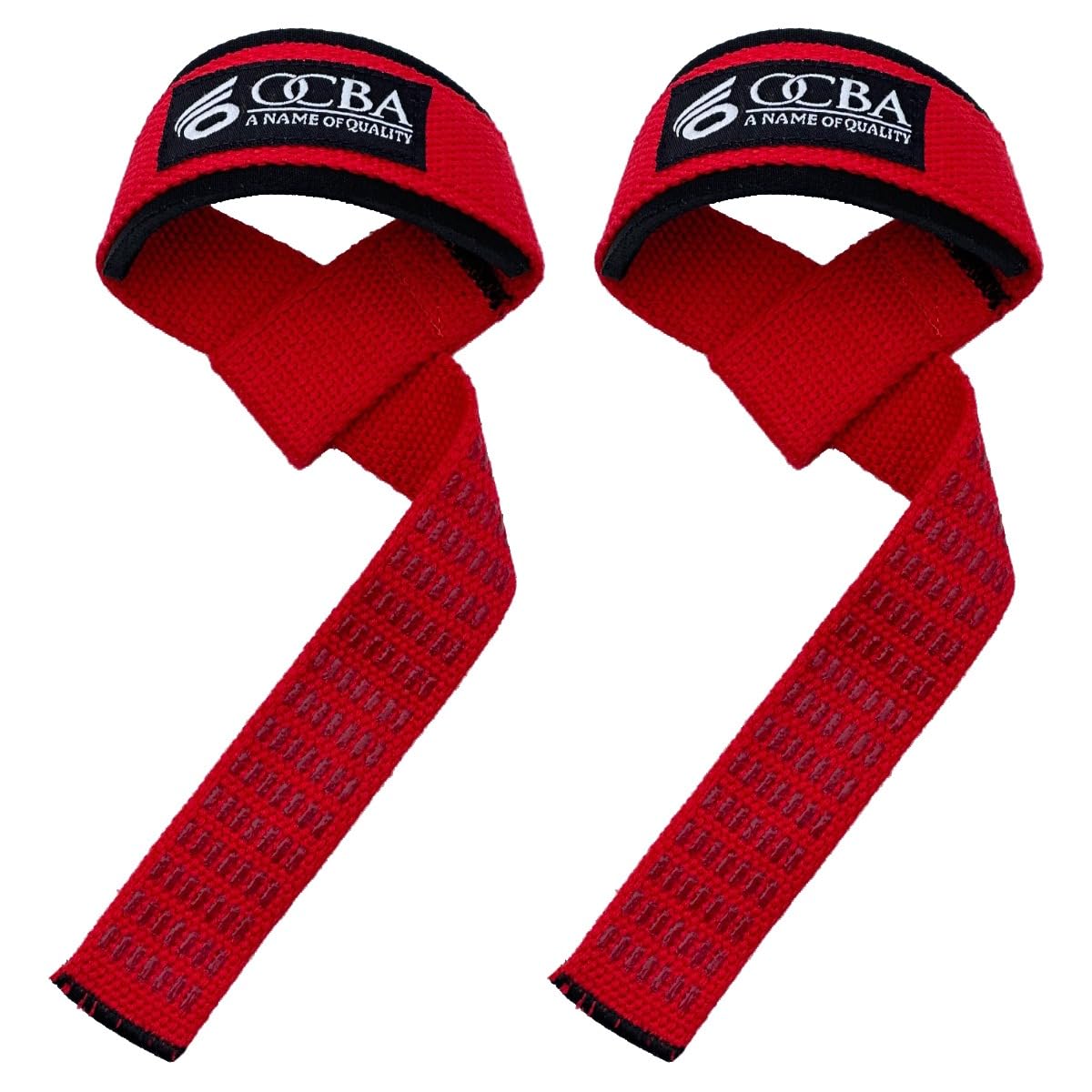 OCBA Wrist Straps Wraps for Weightlifting Heavy Duty Wrist Wraps Cotton Padded Gym Wrist Supports Bodybuilding Powerlifting Fitness Grips One Size Fits All with Thumb Support (Red)