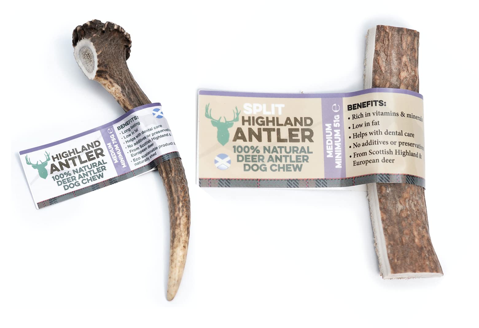 Antos Antler Dog Chew Medium and Split Antler Dog Chew Medium Deer Horn Dog Chew