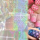 Lady Up 288 Pieces Nail Vinyls Stencils Stickers Set for Nail Art Design Cute Decals 24 Sheets with 96 Patterns