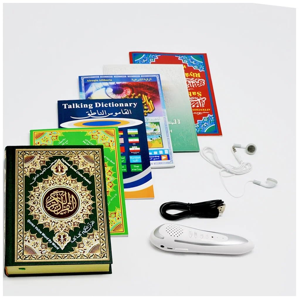 Quran Reading Pen Ramadan Digital 16GB Memory Downloading Reciters and Languages English Arabic Urdu French Spanish German etc,with 6 Holy Quran Books for Kid and Arabic