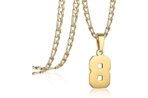 AIAINAGI Number Necklace for Men Stainless Steel Athletes Number Charm Pendant Personalized Sports Jewelry for Boy Basketball Baseball Football