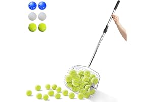 BBTEQEKN Adjustable Tennis Ball Hopper, 28.3" to 42.1" Adjustable Rolling Ball Retriever, Portable Rolling Collector Basket H